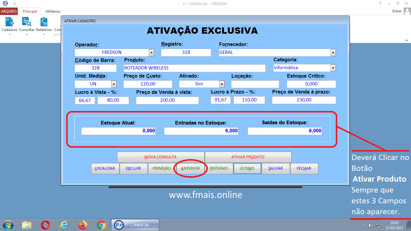 Ativando Produtos e Corrigindo Cadastros Ativando Produtos e Corrigindo Cadastros