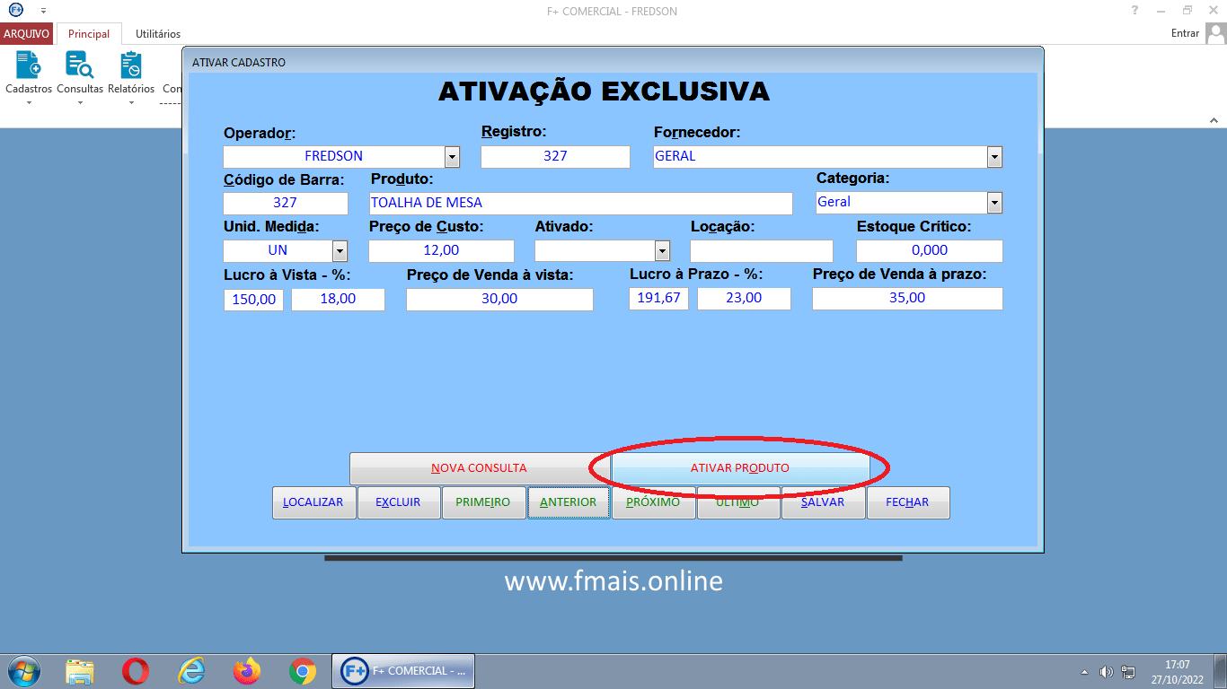 Ativando Produtos e Corrigindo Cadastros Ativando Produtos e Corrigindo Cadastros