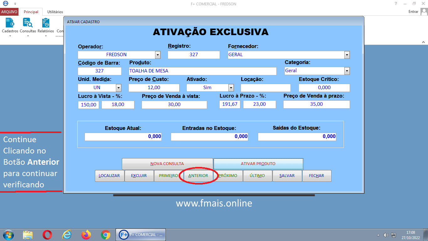 Ativando Produtos e Corrigindo Cadastros Ativando Produtos e Corrigindo Cadastros
