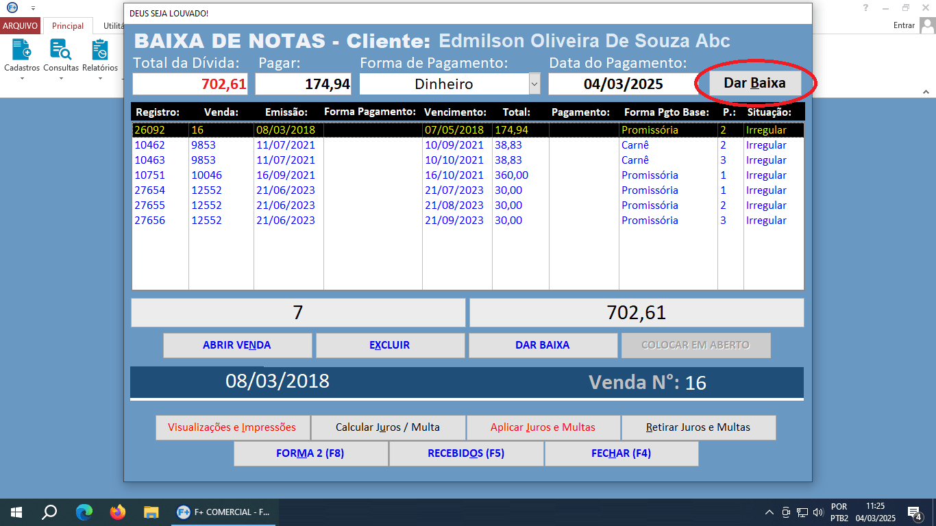 Recebendo Pagamentos de Notas de Saída