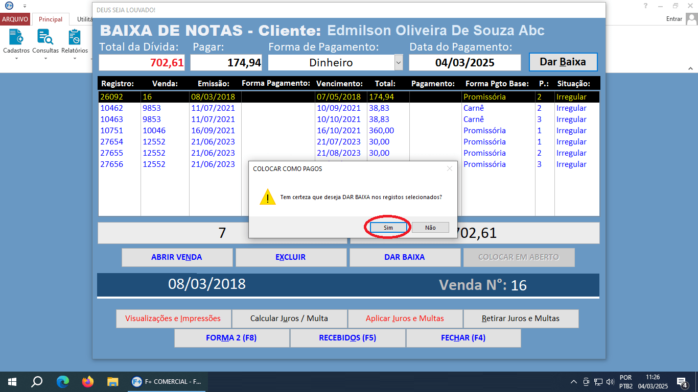 Recebendo Pagamentos de Notas de Saída