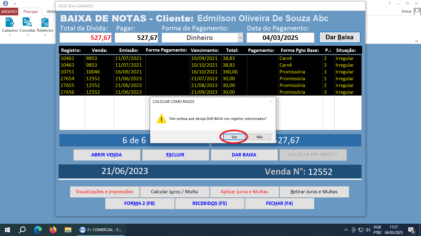 Recebendo Pagamentos de Notas de Saída