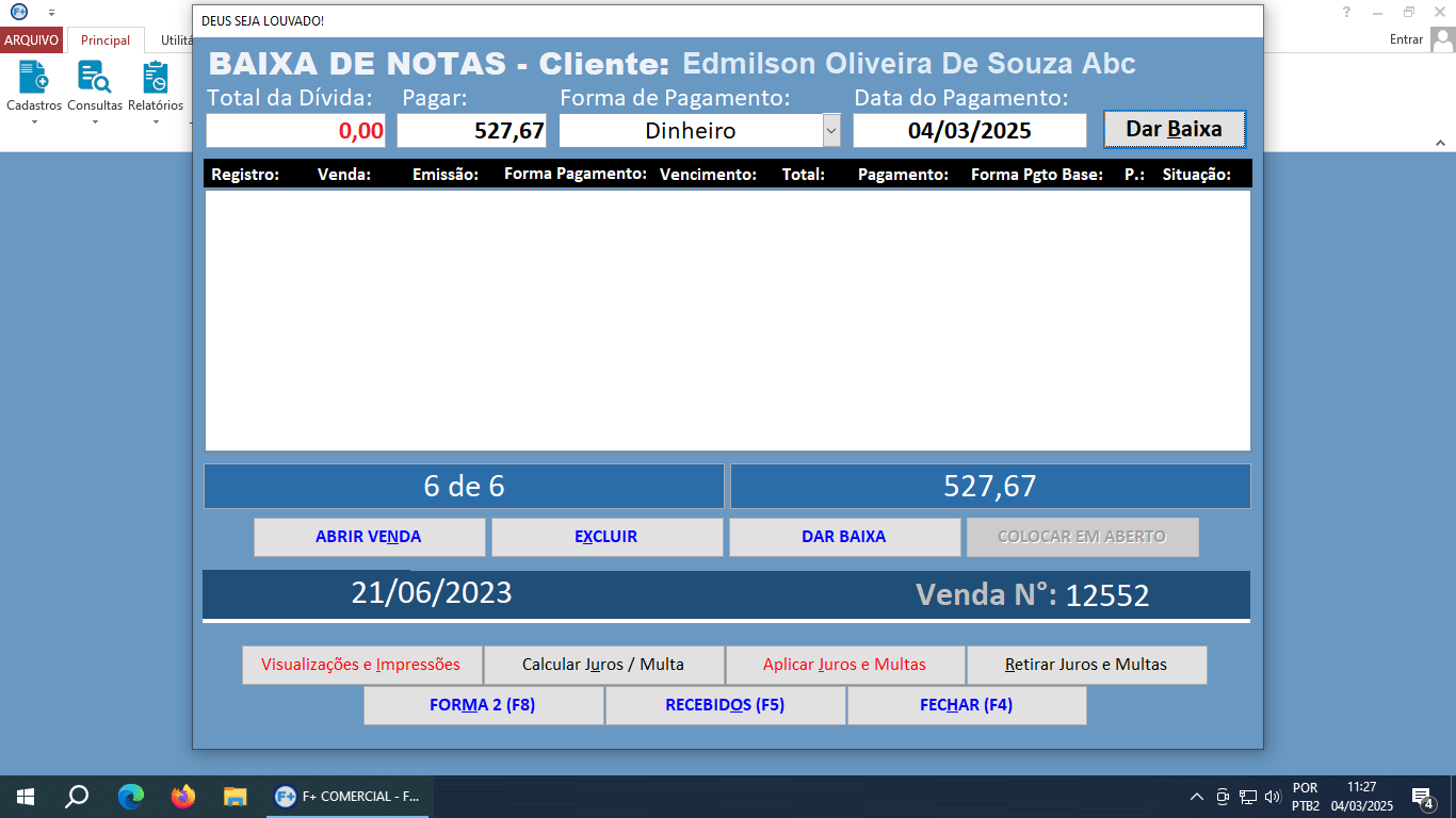Recebendo Pagamentos de Notas de Saída