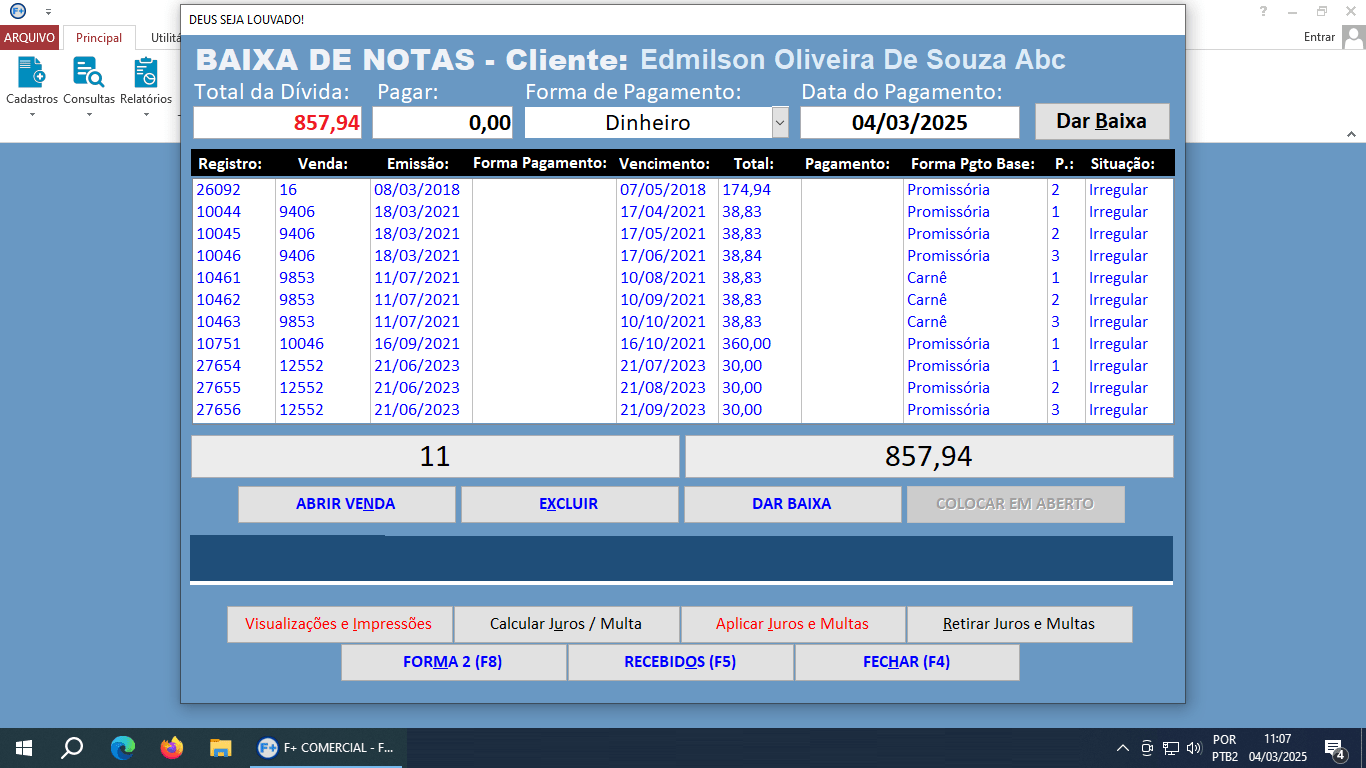 Recebendo Pagamentos de Notas de Saída