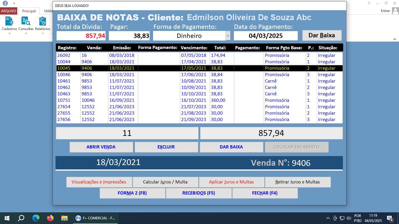 Recebendo Pagamentos de Notas de Saída