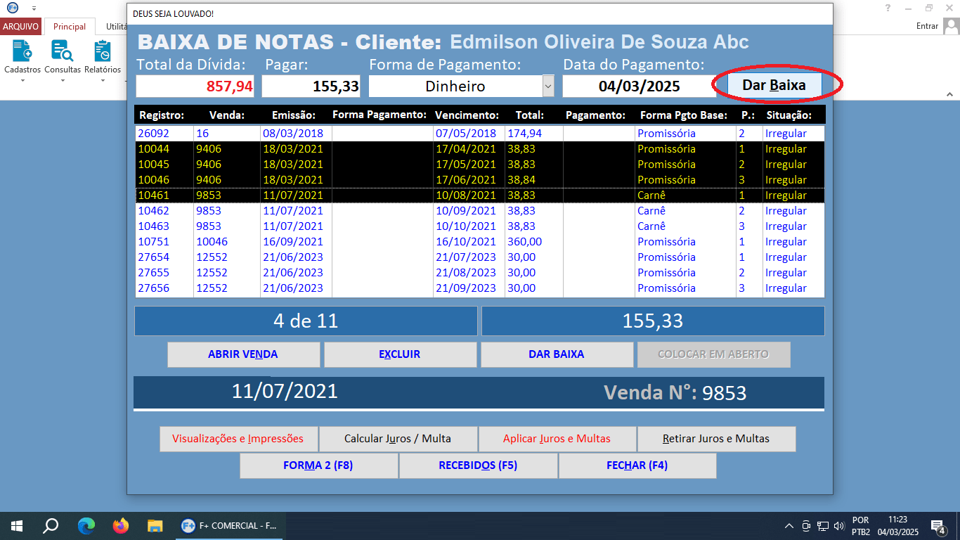 Recebendo Pagamentos de Notas de Saída