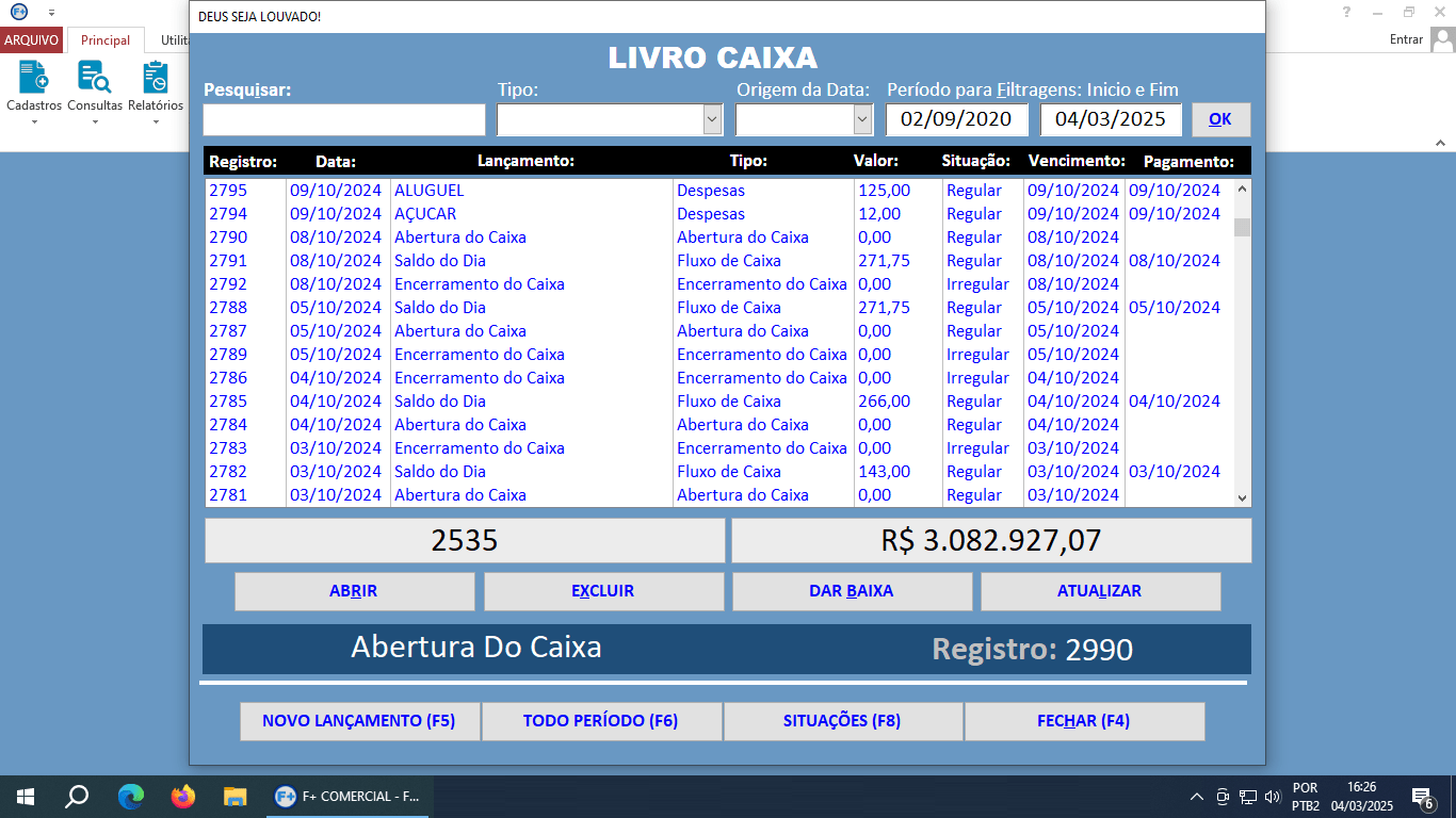 Cadastrando Contas a Pagar no Livro Caixa