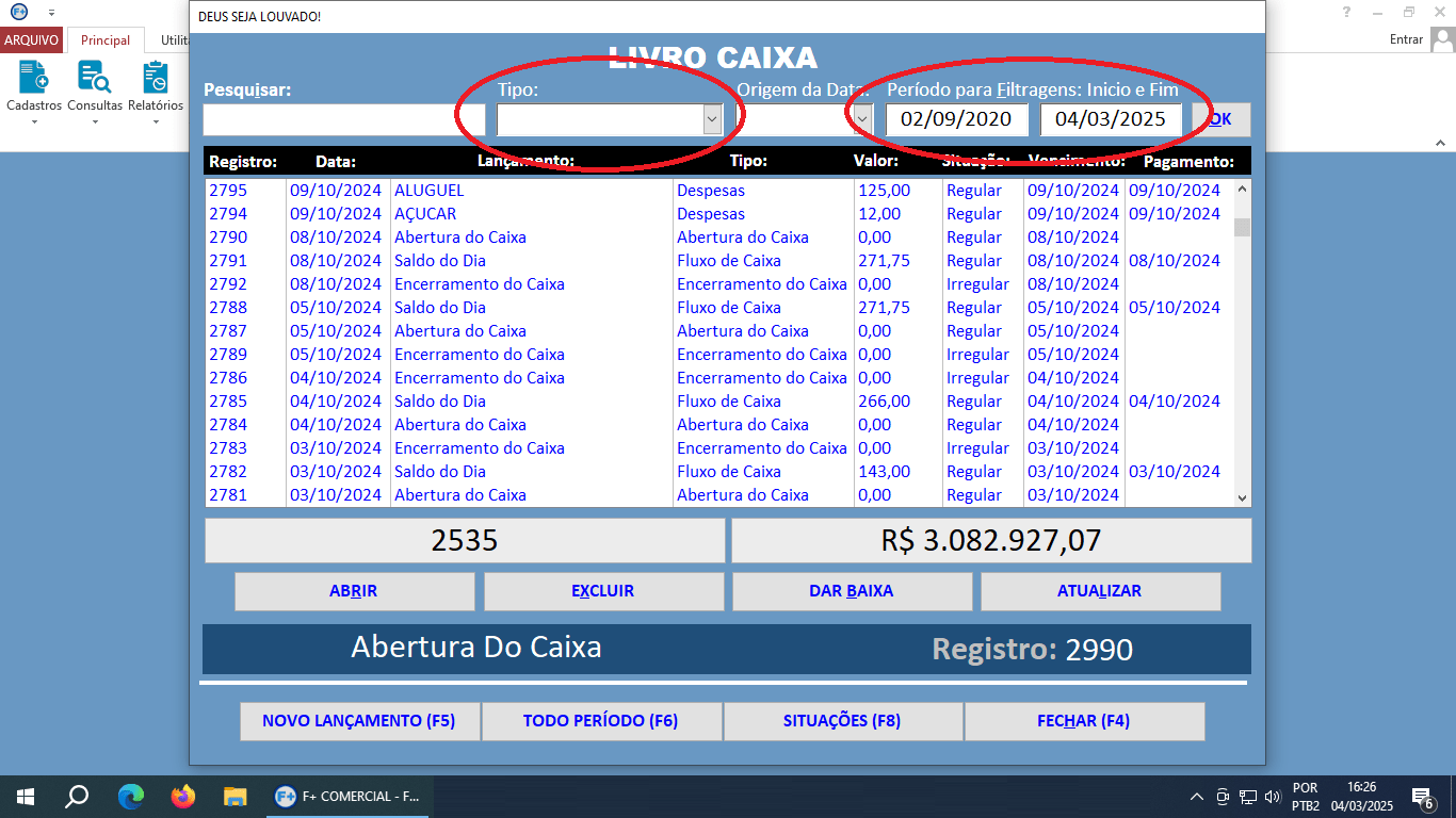 Cadastrando Contas a Pagar no Livro Caixa