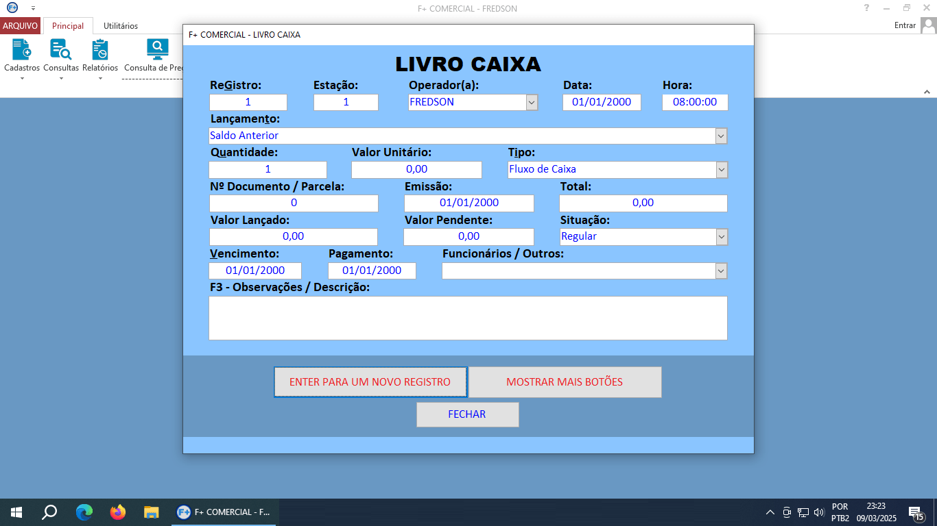 Cadastrando Contas a Pagar no Livro Caixa