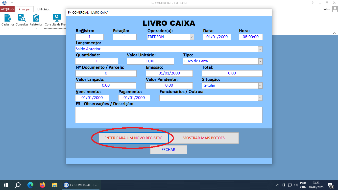 Cadastrando Contas a Pagar no Livro Caixa