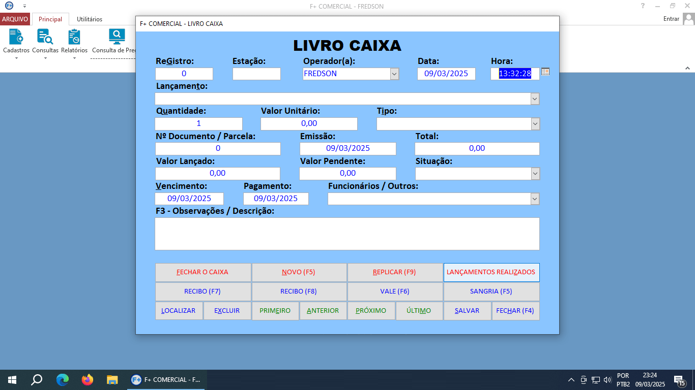 Cadastrando Contas a Pagar no Livro Caixa