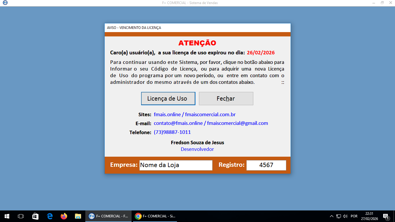 Licenciando o Sistema Licenciando o Sistema
