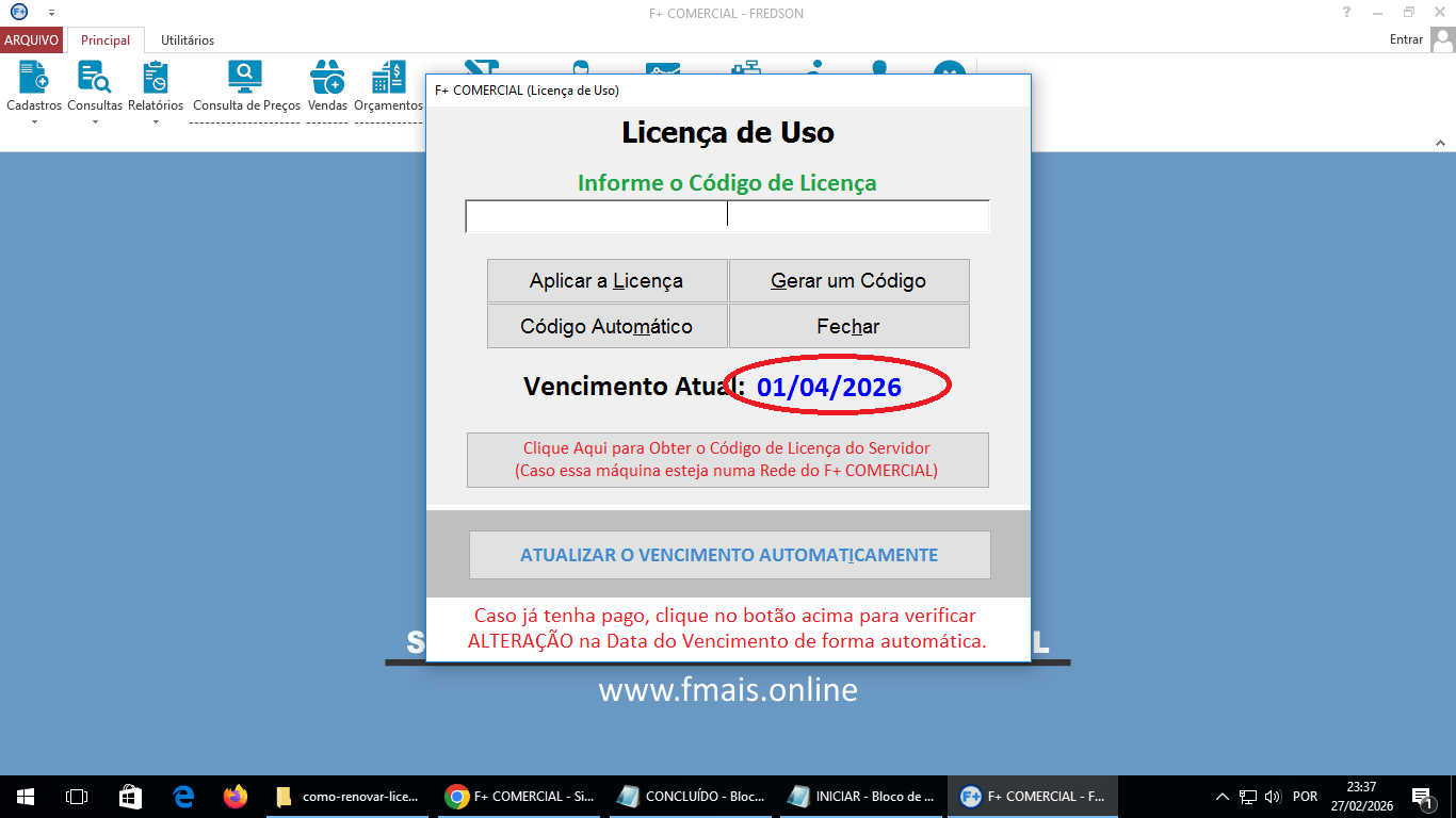 Licenciando o Sistema Licenciando o Sistema