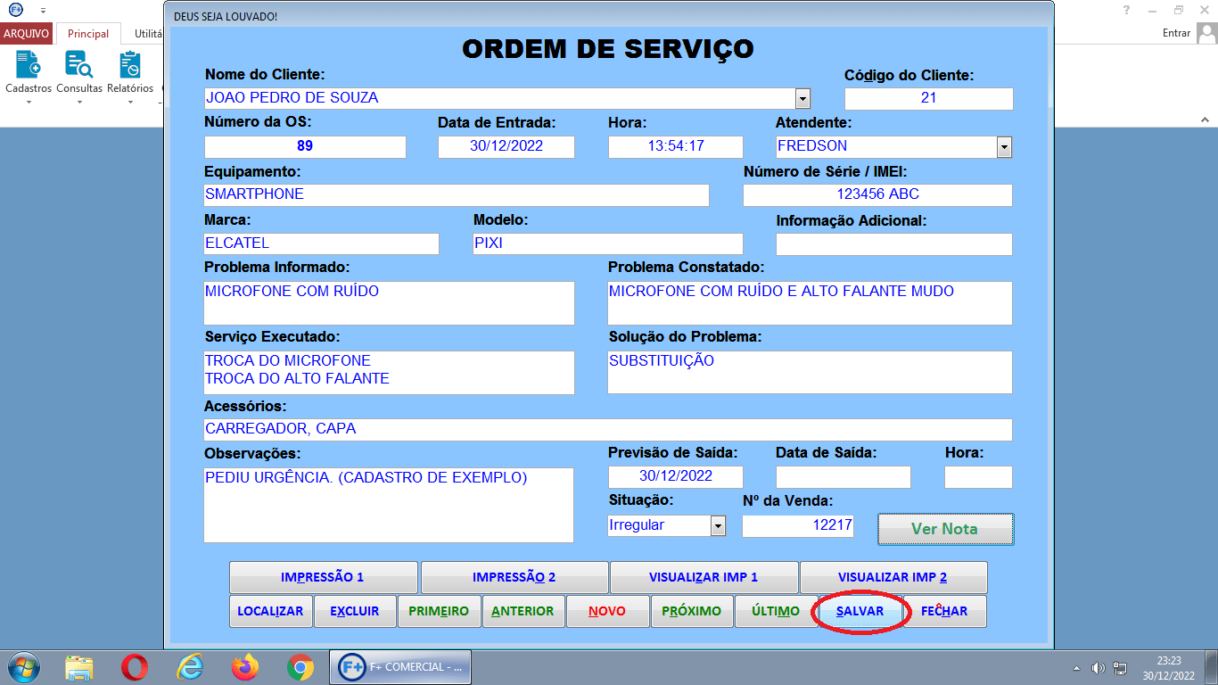 Criando Ordem de Serviço Criando Ordem de Serviço