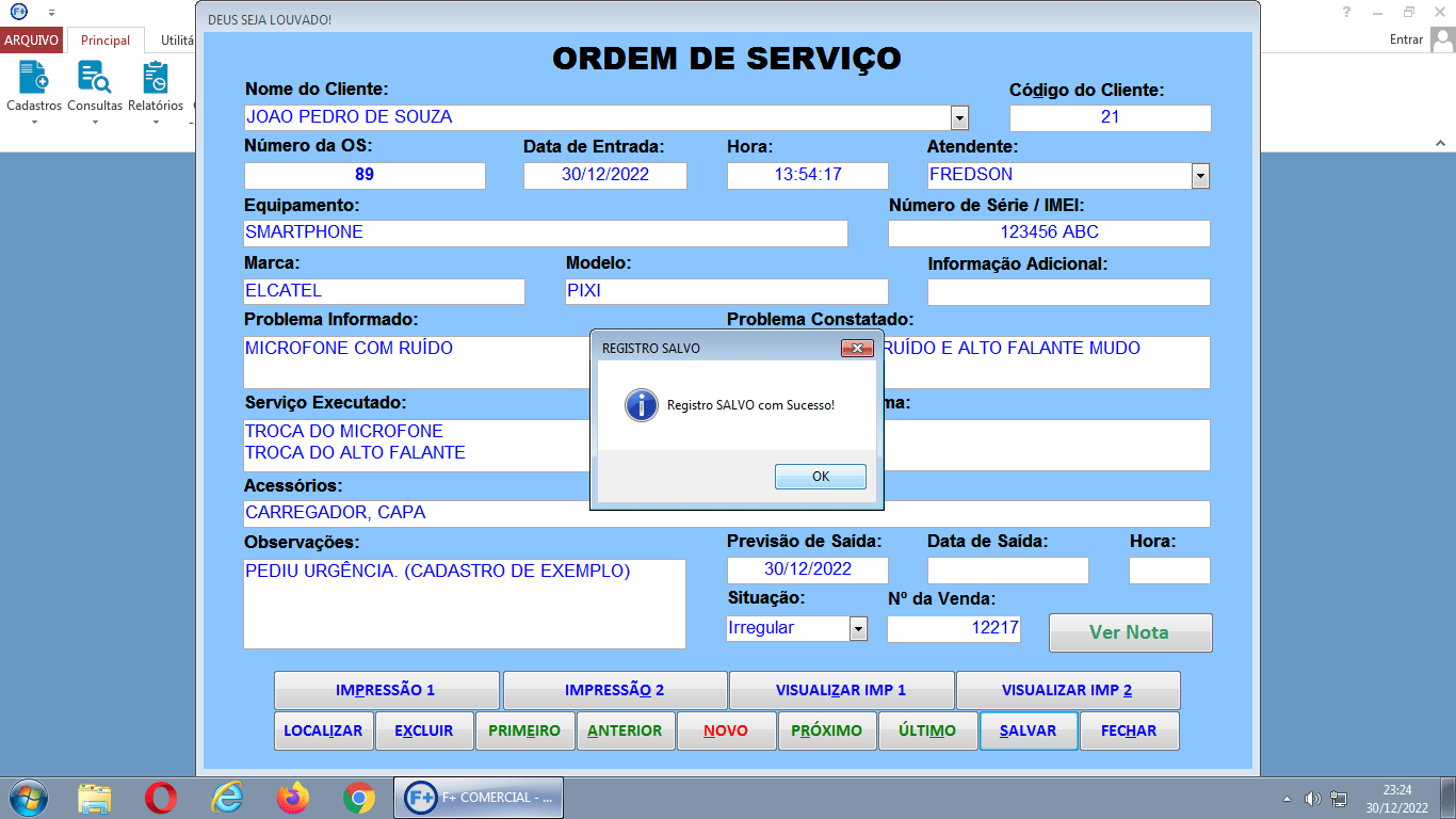 Criando Ordem de Serviço Criando Ordem de Serviço