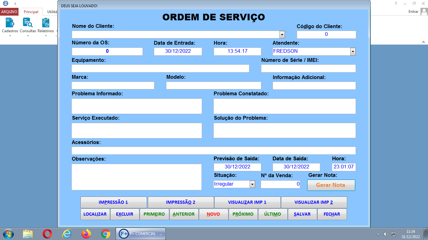 Criando Ordem de Serviço Criando Ordem de Serviço