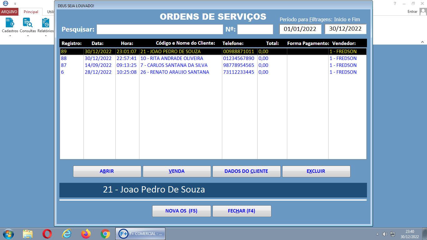 Criando Ordem de Serviço Criando Ordem de Serviço