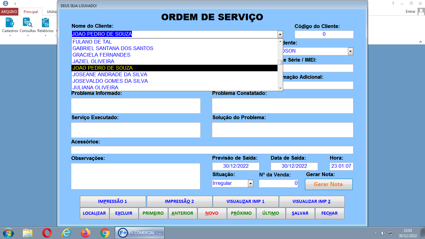 Criando Ordem de Serviço Criando Ordem de Serviço