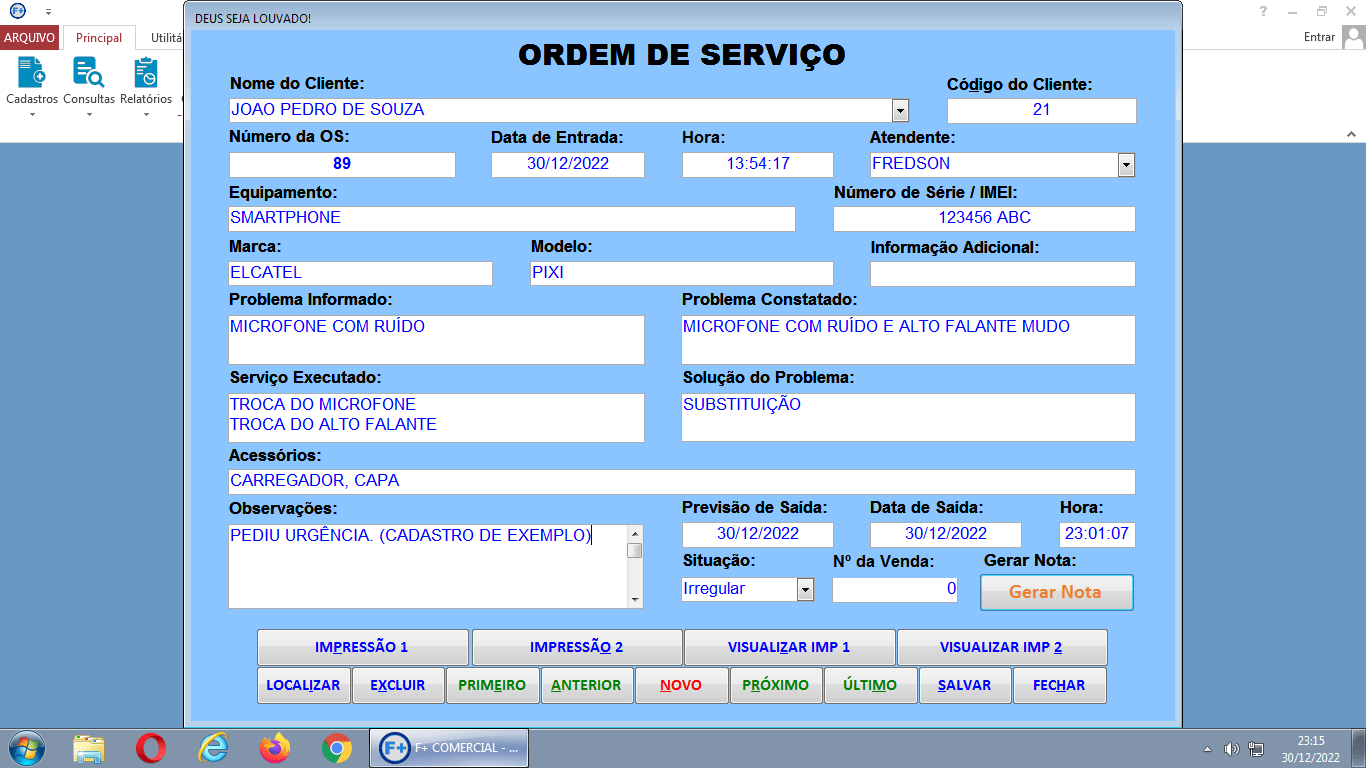 Criando Ordem de Serviço Criando Ordem de Serviço