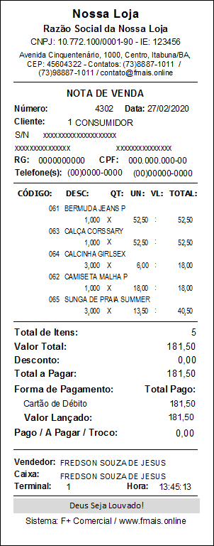 Nota de Venda Nota de Venda