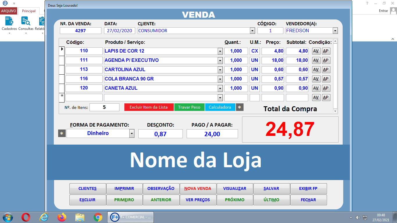 Janela de Venda Janela de Venda