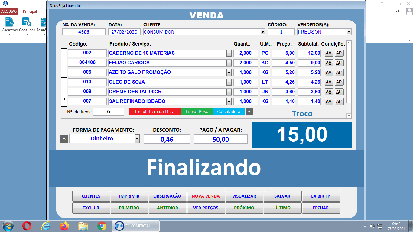 Janela de Venda Janela de Venda