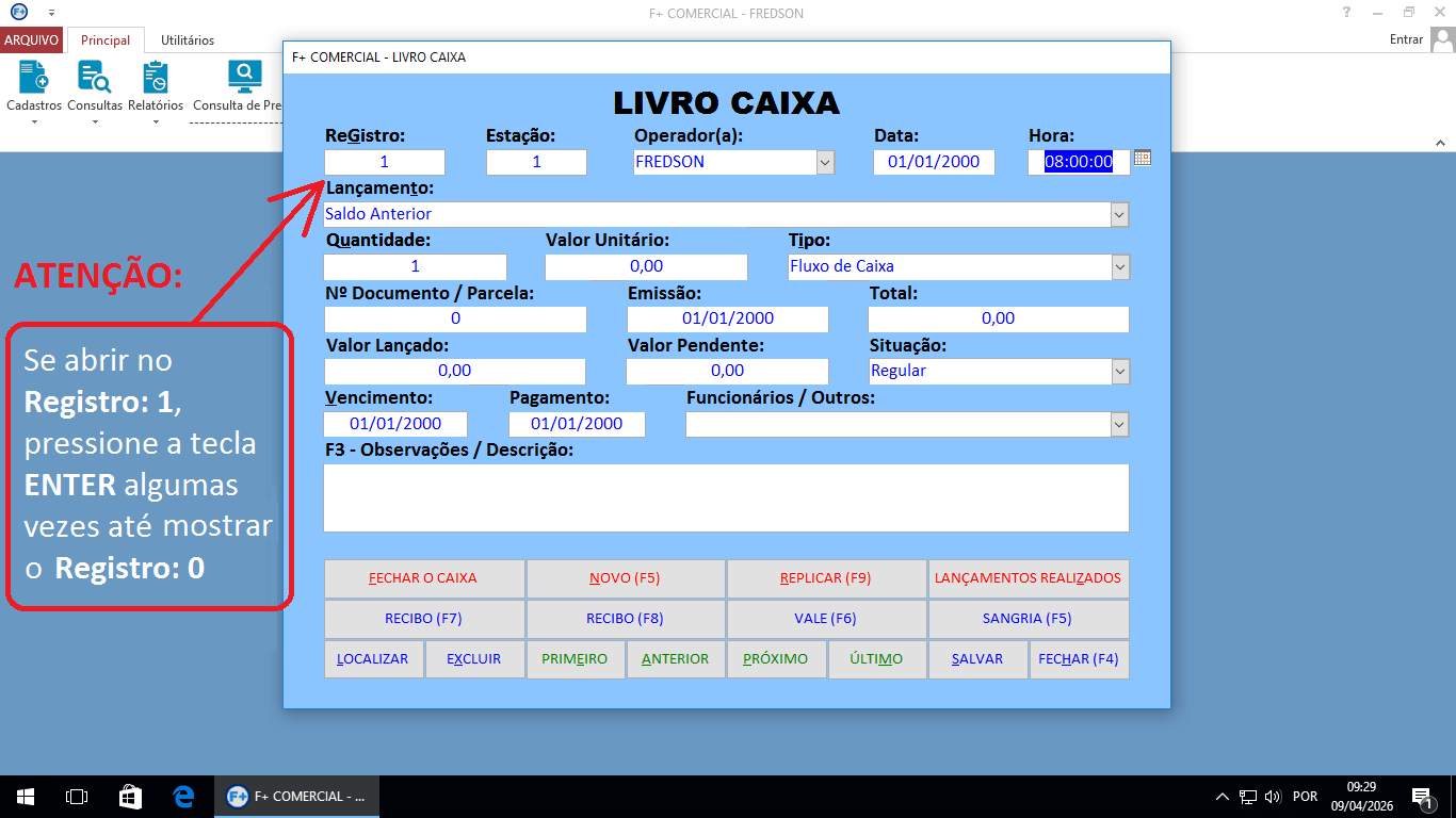 Lançamento no Livro Caixa Lançamento no Livro Caixa