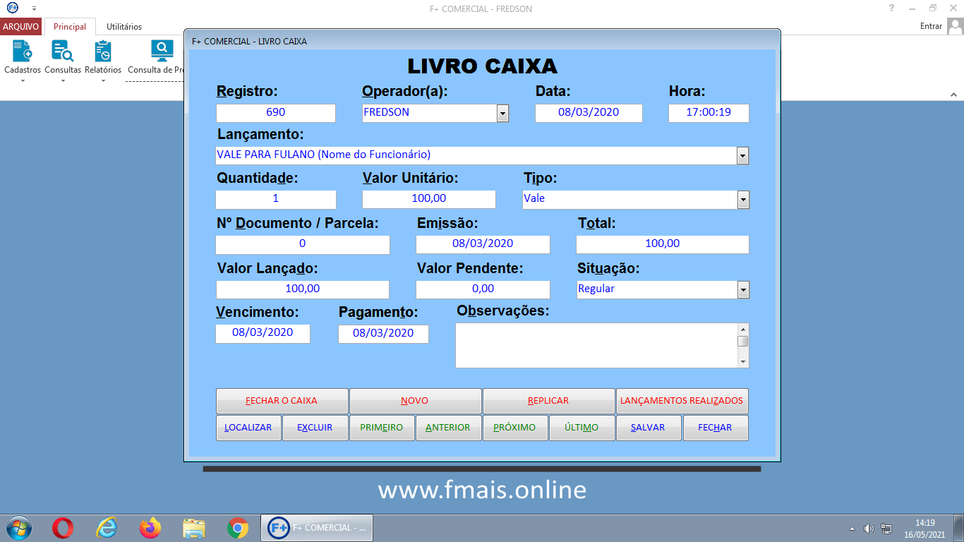 Lançamento - Pagamento de um Funcionário Lançamento - Pagamento de um Funcionário