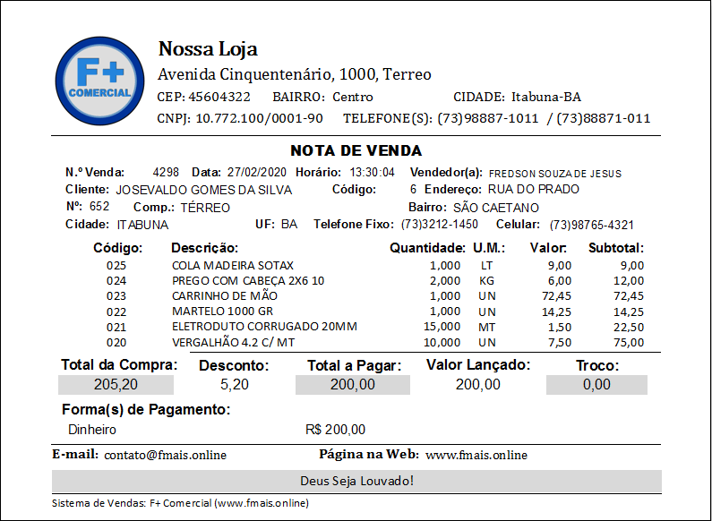 Nota de Venda Nota de Venda
