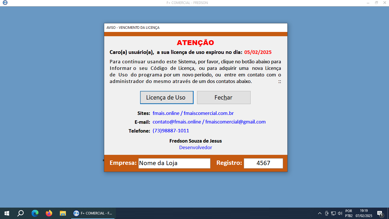 Licenciando o Sistema